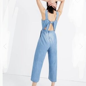 NWT Madewell Denim Apron Bow-Back Jumpsuit Size 2
